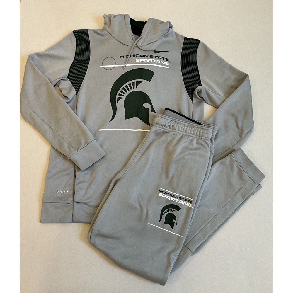 Nike Michigan State Spartans Hoodie Sweatpants Mens Gray L Sweatsuit Team Issued
